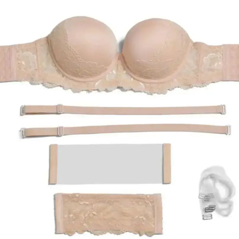 Convertible Bra Multiway - บราดันทรงเซ็กซี่แบบไร้สายสำหรับผู้หญิง บราเสริมฟองน้ำแบบหลายสไตล์ ตกแต่งด้วยลูกไม้ บราสำหรับผู้หญิง บราเซ็กซี่แบบไม่ลื่นหลุด